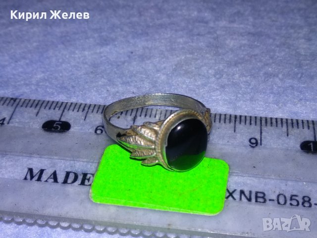 СКЪПОЦЕНЕН АНГЛИЙСКИ РЕТРО АР НУВО СРЕБЪРЕН ПРЪСТЕН СРЕБРО 925 с ЮВЕЛИРНО ШЛИФОВАН ЧЕРЕН ОНИКС 29068, снимка 3 - Пръстени - 40762761