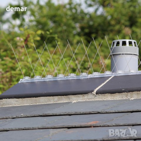 Defender Bird Spikes Ленти със шипове за покрив 5 метра, 15 ленти по 34 см, включва фиксиращ силикон, снимка 7 - Други стоки за дома - 44436445