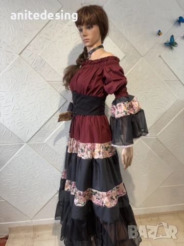 Рокля за ромски танци на ластици с корсет, снимка 6 - Рокли - 53596175