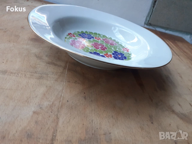 Български порцелан чиния шарена, снимка 2 - Антикварни и старинни предмети - 53267748