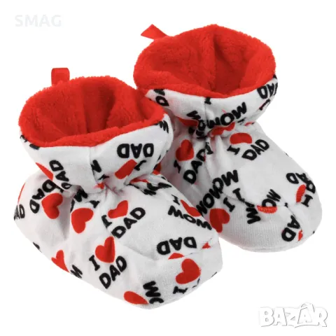 Бебешки бели буйки пантофи с принт Love Mom Dad S_1243662