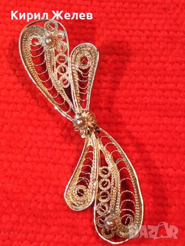 СТАРИННА ФИЛИГРАН СРЕБЪРНА БРОШКА ВИСОКА 950 ПРОБА СРЕБРО с ГРАНУЛАЦИЯ 3633