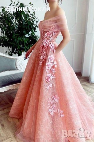 Луксозна бална рокля с 3 Д цветя