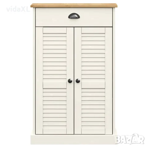 vidaXL Шкаф за обувки VIGO, бял, 60x35x96 см, бор масив, снимка 4 - Шкафове - 56147336
