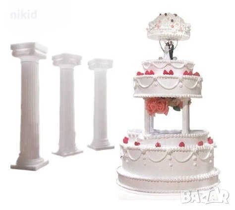 4 бр Гръцки елегантни колони подпори за етажи торта сватба и др пластмасови къси или дълги, снимка 7 - Други - 18464820