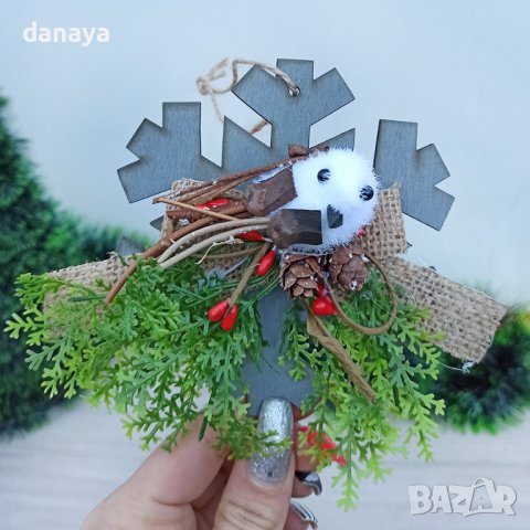 3394 Коледна украса Снежинка с птиче, 12 см, снимка 3 - Декорация за дома - 39158641