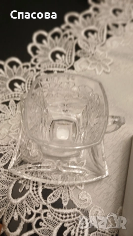 Изключително красив стъклен сервиз (термоустойчев) за кафе или чай, снимка 9 - Сервизи - 51772961