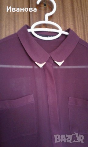 Риза с дълъг ръкав бордо, снимка 3 - Ризи - 34569848