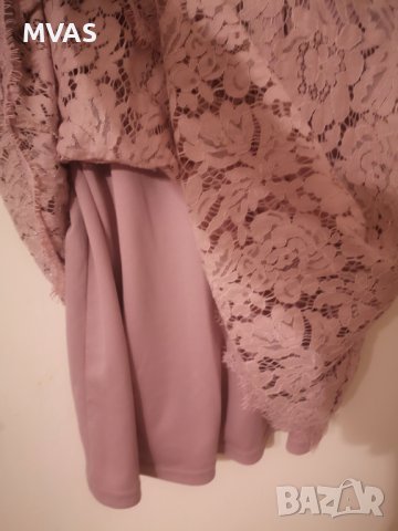 Нова официална дантелена рокля  S размер тъмно розова пепел от рози рокля за сватба , снимка 4 - Рокли - 41344605