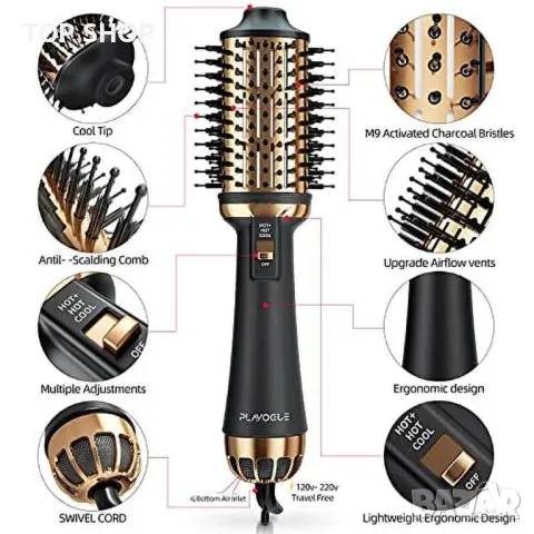 Нова Луксозна Четка за Коса PLAVOGUE T02 - Лека, Универсална за Всеки Стил