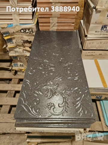 Гранитогресни плочки "Lafaenza"- черни/флорални/релефни