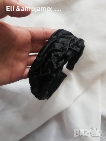 Черна диадема ефект кожа с подарък гривна, снимка 2 - Аксесоари за коса - 40502403
