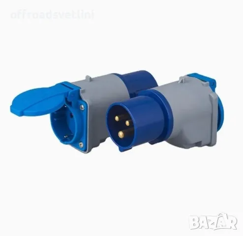 Преходник адаптер от Шуко към Еврокуплунг за кемпери каравани ремарке