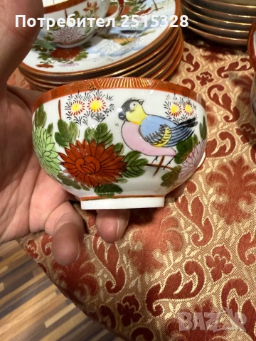 стар японски порцеланов сервиз с гейша на дъното, снимка 2 - Антикварни и старинни предмети - 53779817