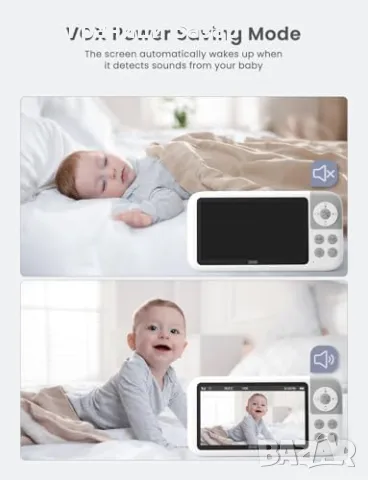 Нов GHB Бебефон с Камера 5" HD, VOX, Панорама, Нощно Виждане за стая, снимка 7 - Други - 50294688