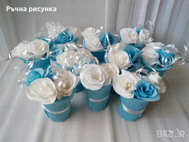 Изработка на цветя от хартия за всякакви видове букети -цени от 2.50до 25 евро