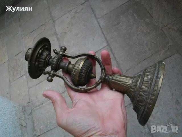 СТАР БРОНЗОВ СВЕЩНИК ЗА СТЕНА АПЛИК, снимка 6 - Антикварни и старинни предмети - 56038662