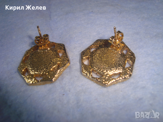 СТАРИ ПОЗЛАТЕНИ ВИНТИДЖ БРОНЗОВИ АРТ ДЕКО ОБЕЦИ 26134, снимка 5 - Обеци - 36249386