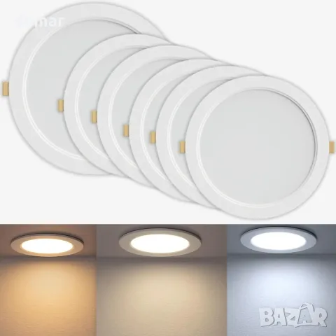 LED вграден панел за таван Ø145 мм, pack 6, 12W, IP54, CCT