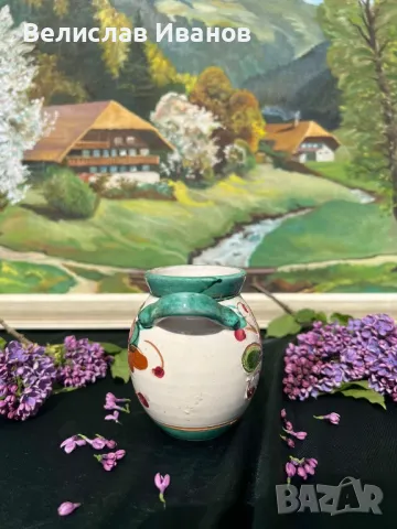 Керамична вазичка с изрисувани цветя в отлично състояние., снимка 3 - Декорация за дома - 49980343