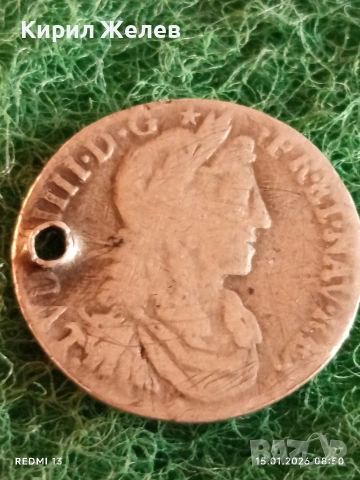 Сребърна монета 1/12 екю 1663г. Луй XIV Франция за КОЛЕКЦИЯ 52974, снимка 4 - Нумизматика и бонистика - 53104542