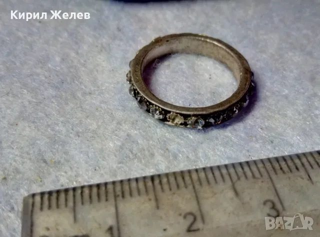 СТАР ПОСРЕБРЕН СКЪПОЦЕНЕН ПРЪСТЕН ХАЛКА от БЛАГОРОДНА СТОМАНА с ФАСЕТИРАНИ ЦИРКОНИ 48268, снимка 5 - Пръстени - 48901582