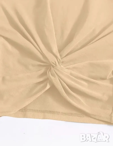 Дамски бежов топ с ефектен дизайн, снимка 4 - Корсети, бюстиета, топове - 51530329