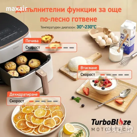 Фритюрник с горещ въздух Cosori TurboBlaze CAF-DC602, 6L, Бял*Безплатна доставка*Гаранция 2 години, снимка 5 - Фритюрници - 48486291