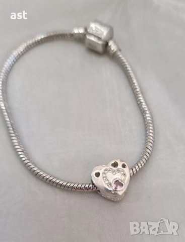 Сребърен елемент сърце, снимка 11 - Гривни - 52524574