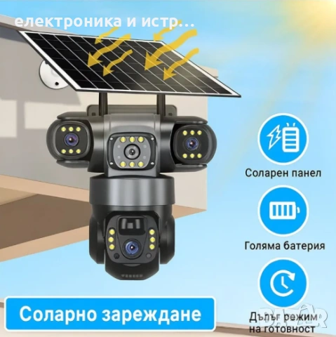 Четворна соларна 4G камера , снимка 3 - Камери - 53352589