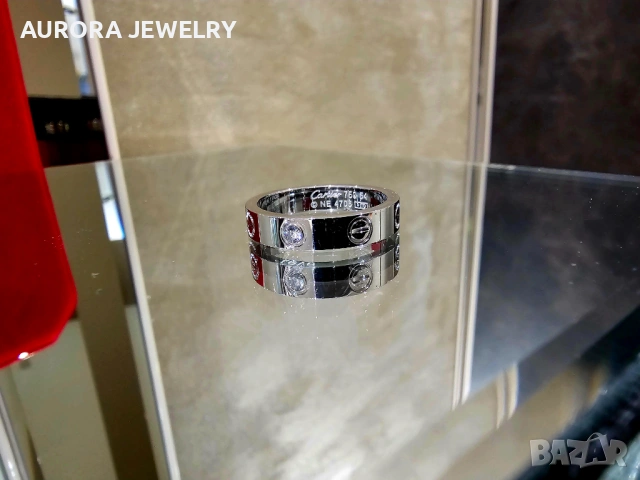 CARTIER Love White Gold 1 Diamond Small Model Пръстен, снимка 5 - Пръстени - 53194448