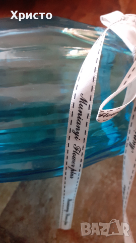 ваза стъклена синя дизайнерска качествена висока 30 см, снимка 6 - Вази - 44921955