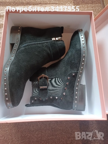 Дамски боти естествен велур, снимка 8 - Дамски боти - 51940713