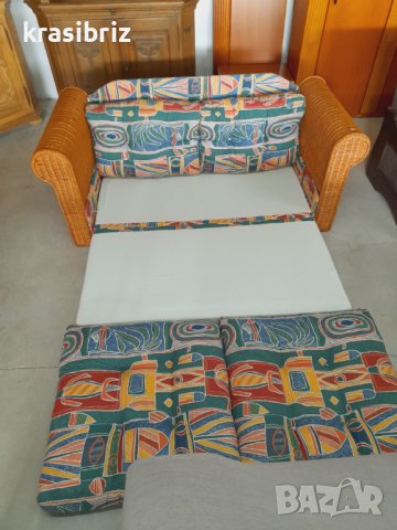 Разтегателен Диван от Естествен Ратан- внос от Германия!, снимка 7 - Дивани и мека мебел - 41587896