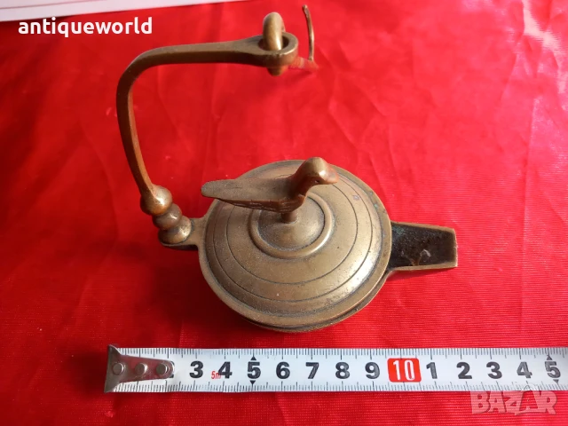 Стара Османска Бронзова Маслена Лампа с Птица, снимка 6 - Антикварни и старинни предмети - 51211533