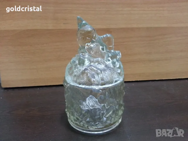 стара стъклена захарница бонбониера 