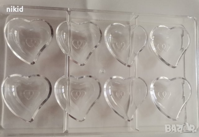 8 сърца закривено сърце Поликарбонатна отливка калъп молд за шоколад Шоколадова черупка торта украса