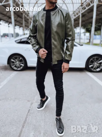 Мъжко кожено бомбър яке, 3цвята , снимка 3 - Якета - 49137849