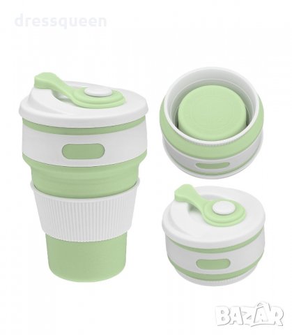 2918 Сгъваема силиконова чаша с капак, в различни цветове, снимка 14 - Чаши - 34265643