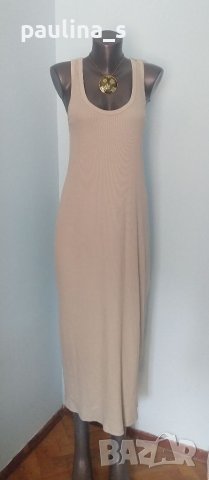 "Zara" резедава рипсена памучна рокля, унивресален размер / колие тип чокър , снимка 1 - Рокли - 41747611