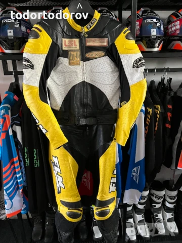 Кожен мото екип FLM SAFE MAX 2.0 52 М/L,2 части,гърбица,протектори, снимка 1