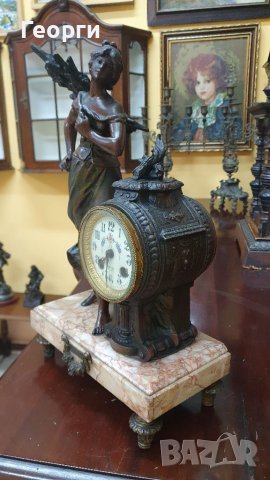 Страхотен антикварен френски каминен часовник , снимка 3 - Антикварни и старинни предмети - 38842866