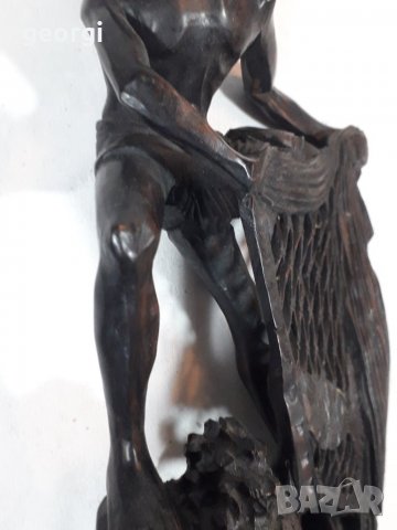 Дърворезба рибар статуетка от абанос    5/3, снимка 5 - Декорация за дома - 34472311