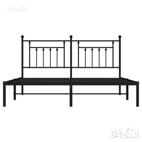 vidaXL Метална рамка за легло с горна табла, черна, 160x200 см, снимка 6 - Спални и легла - 56147298