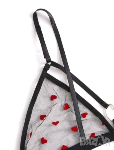 Дамско бело комплект прозрачни сутиен и прашки , снимка 5 - Бельо - 41813056