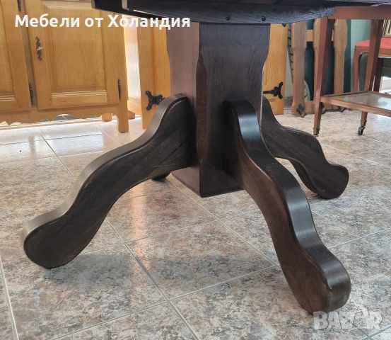 кръгла разтегателна маса от дъб, снимка 7 - Маси - 53537300