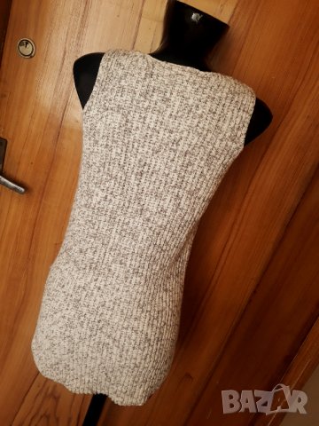 Бяло-сив дебел потник плетка С, снимка 3 - Блузи с дълъг ръкав и пуловери - 34397792