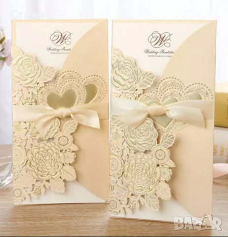 Сватбена покана, луксозна покана за сватба ръчна изработка, снимка 4 - Покани - 38643179