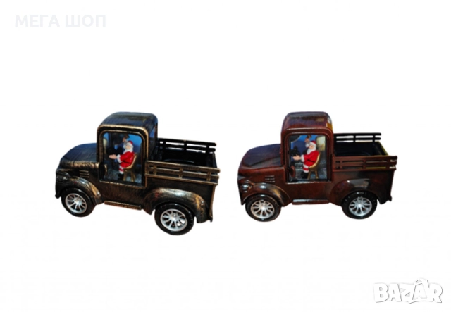 Ретро светеща коледна декорация „Кола с Дядо Коледа“ – винтидж празничен чар