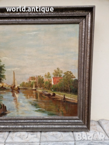 Топ - Уникална антикварна огромна авторска майсторска картина масло върху платно , снимка 4 - Антикварни и старинни предмети - 53210599